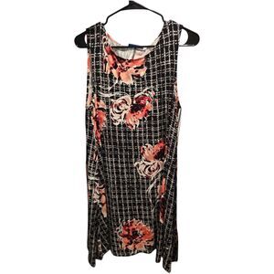 Floral Plaid Shift Dress Womens Large Sleeveless Work Office Casual Dress